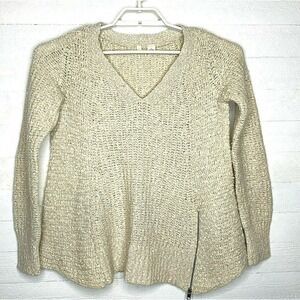 Moth Anthropologie Sweater Medium L/S Off White Wool Alpaca Blend‎ V-Neck